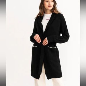 Kerri Rosenthal shawl collar, black cardigan. Size small